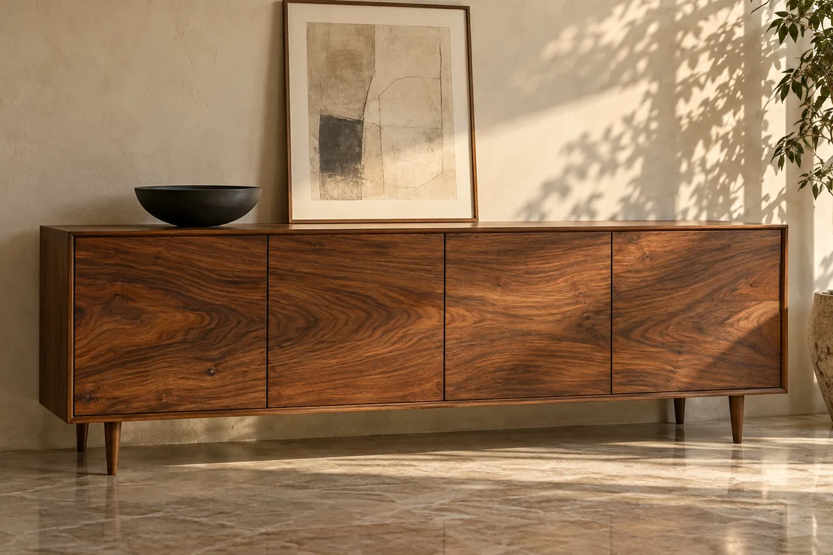 Arrimo de madera de nogal.